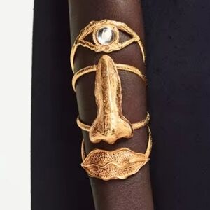 FACE TIME Gold-Tone Face Motif Cuff Bracelet